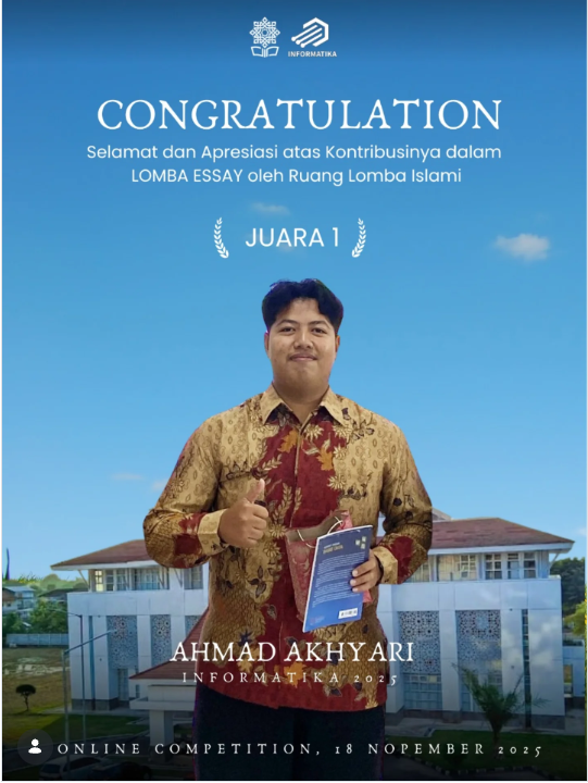 Ahmad Akhyari, Mahasiswa Informatika Raih Juara 1 Lomba Essay Online Nasional