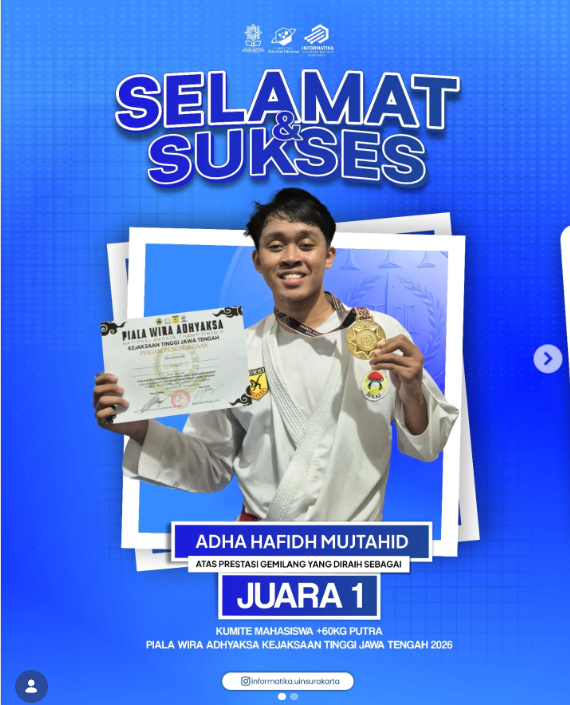 Adha Hafidh Mujtahid Raih Juara 1 Kumite Mahasiswa +60Kg Putra pada Piala Wira Adhyaksa 2026